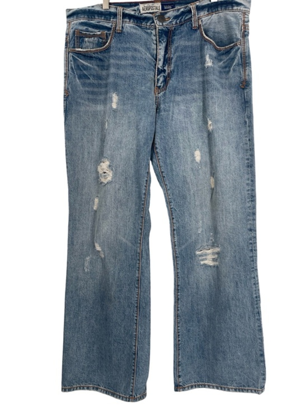 Aeropostale Men's Distressed Light Blue Bootcut Jeans 36/32
